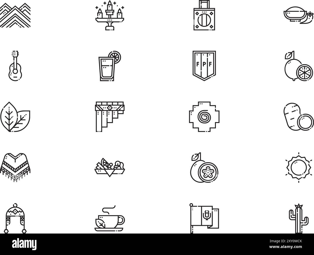 Peru ICONS collection est une illustration vectorielle avec trait modifiable. Illustration de Vecteur