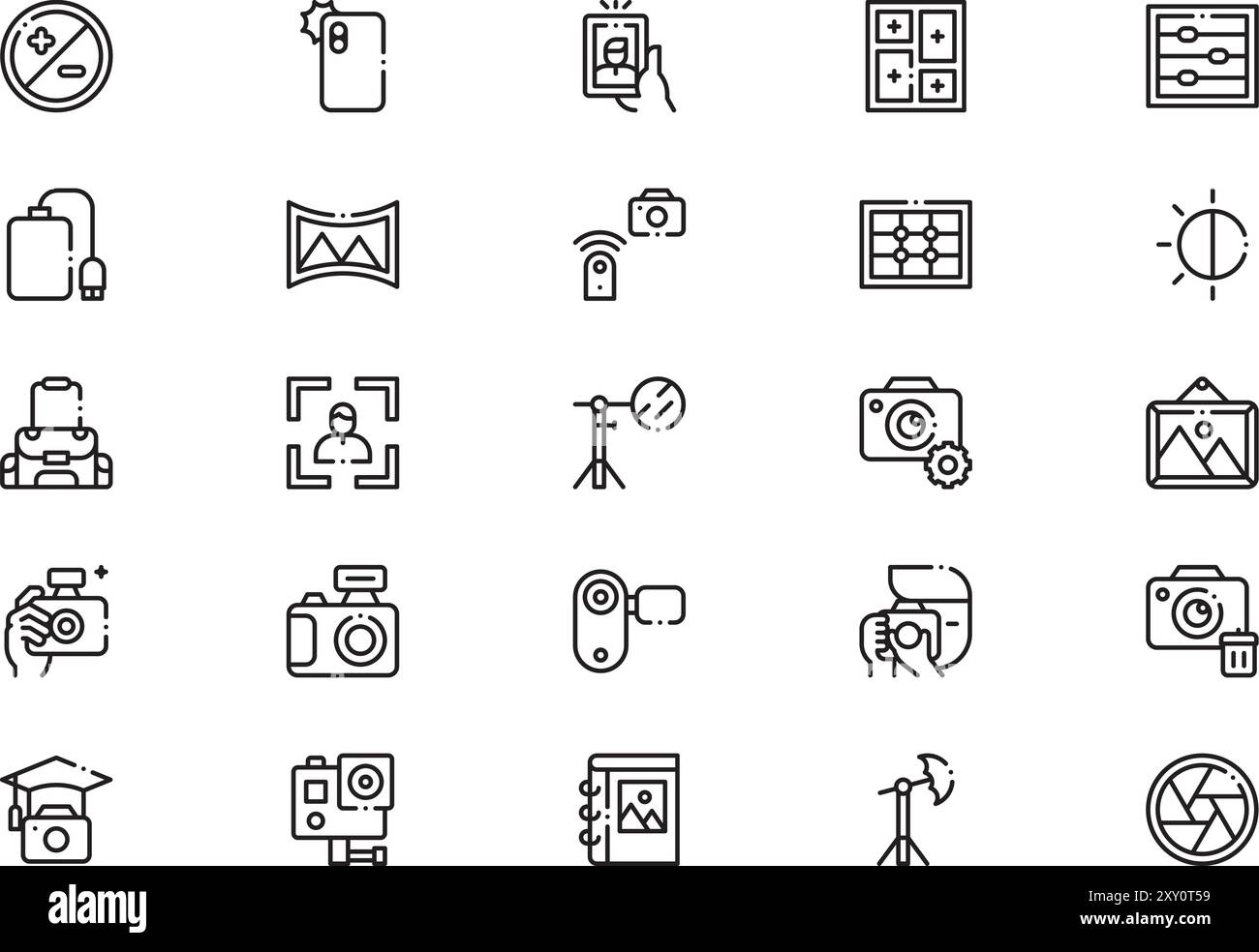 Collection d'icônes de photographie est une illustration vectorielle avec trait modifiable. Illustration de Vecteur