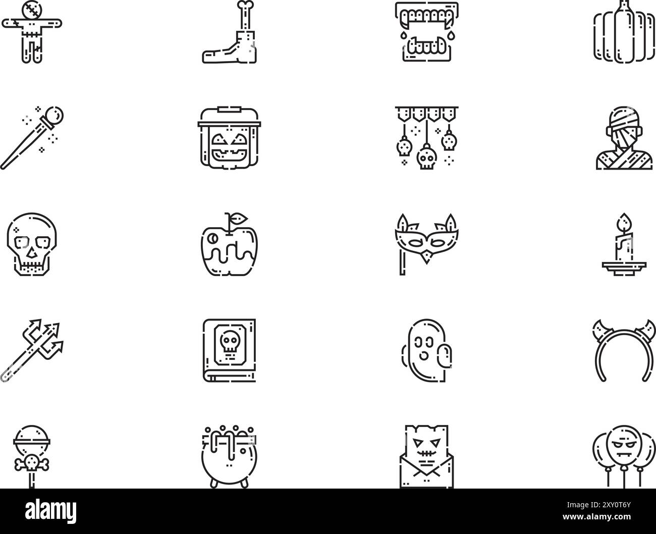 La collection d'icônes d'Halloween est une illustration vectorielle avec un trait modifiable. Illustration de Vecteur