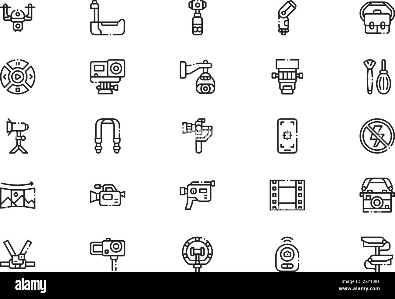 La collection d'icônes de caméra est une illustration vectorielle avec un trait modifiable. Illustration de Vecteur