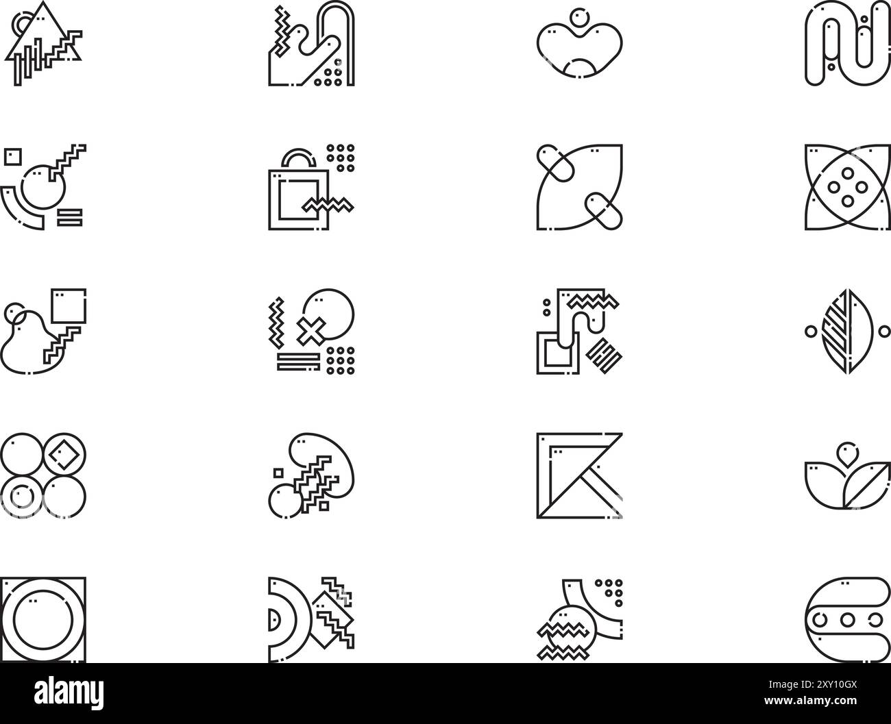 La collection d'icônes de formes abstraites est une illustration vectorielle avec un trait modifiable. Illustration de Vecteur