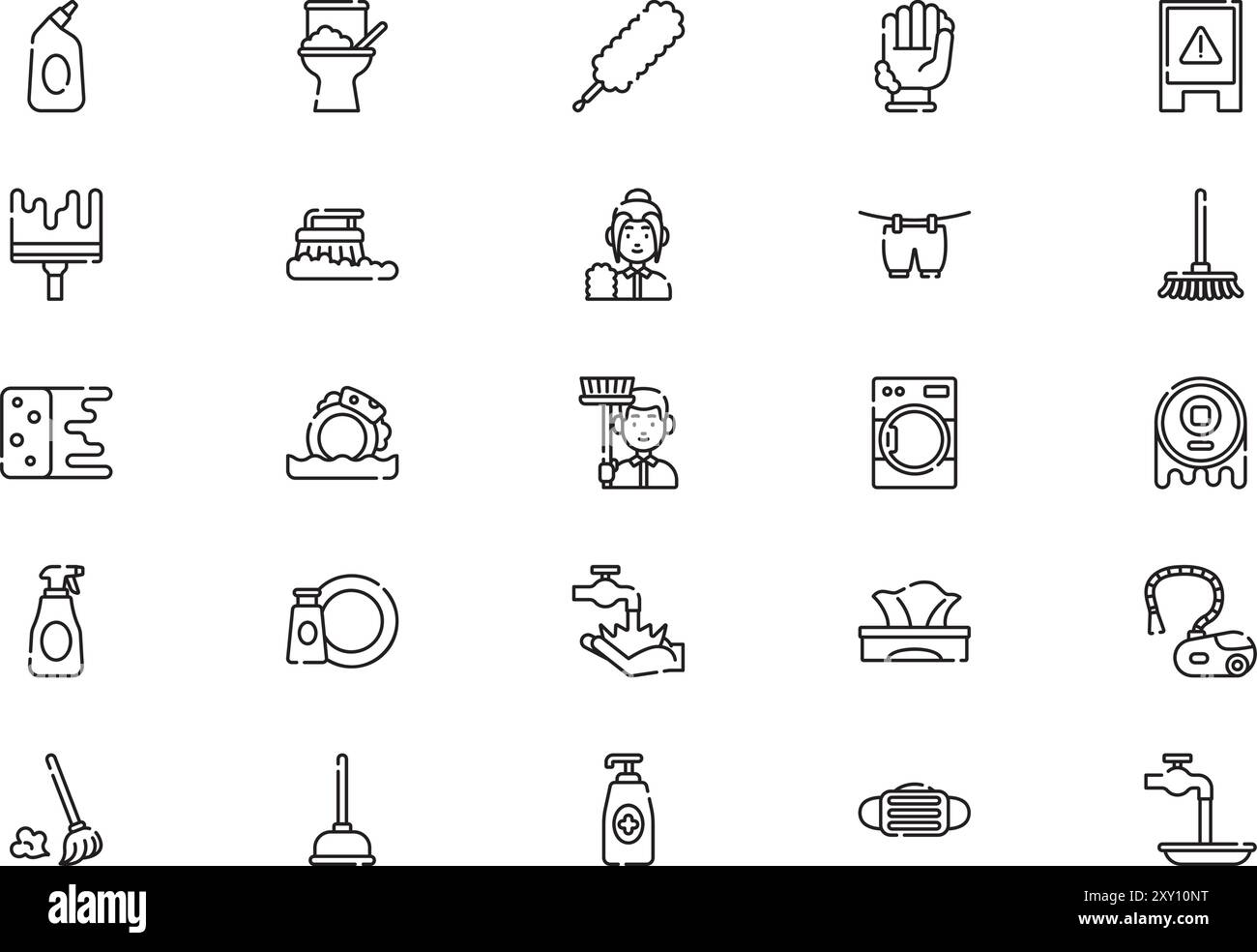 Collection d'icônes de nettoyage est une illustration vectorielle avec trait modifiable. Illustration de Vecteur