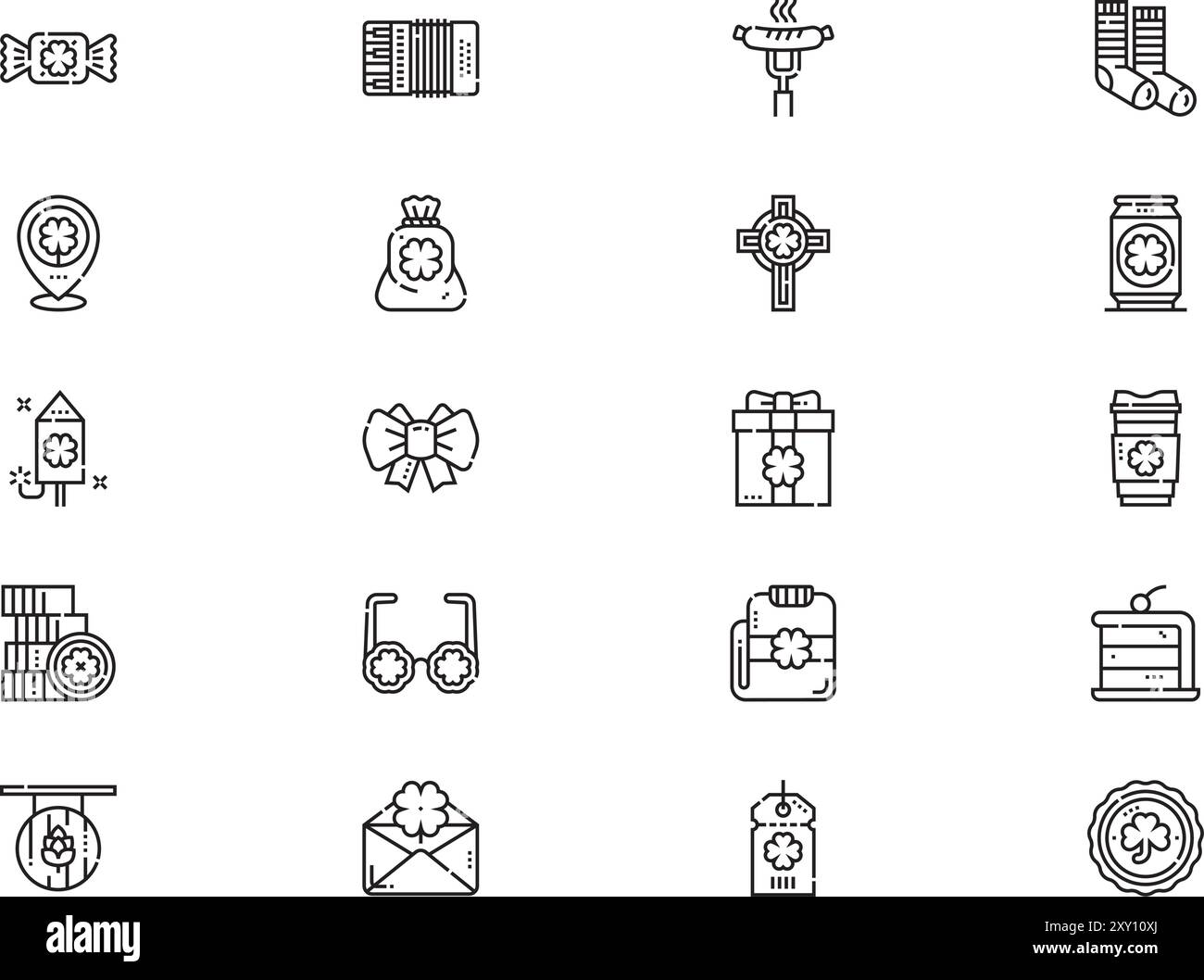 St patricks Day icons collection est une illustration vectorielle avec trait modifiable. Illustration de Vecteur