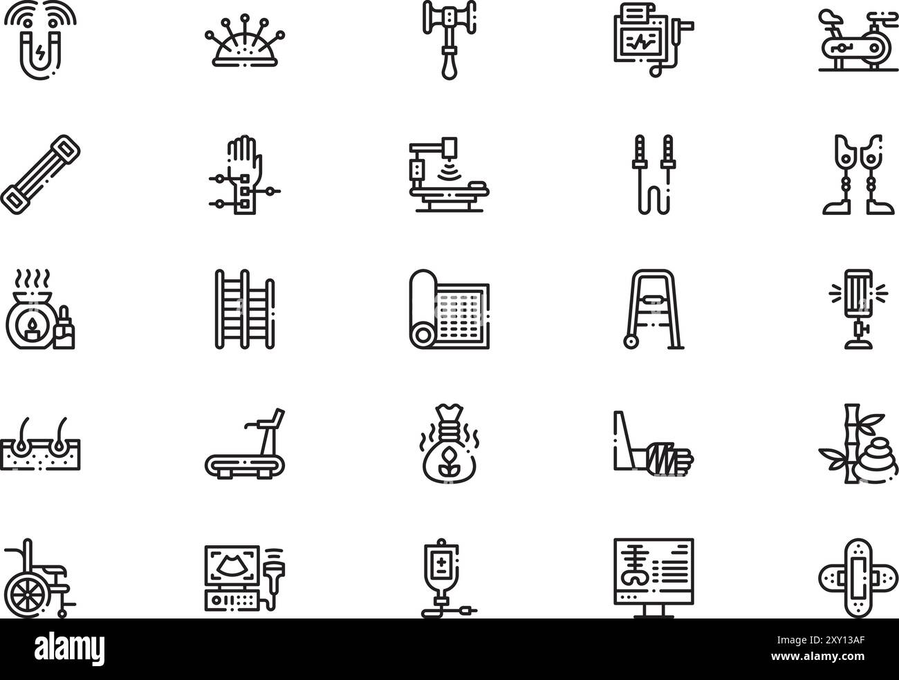 La collection d'icônes de physiothérapie est une illustration vectorielle avec trait modifiable. Illustration de Vecteur