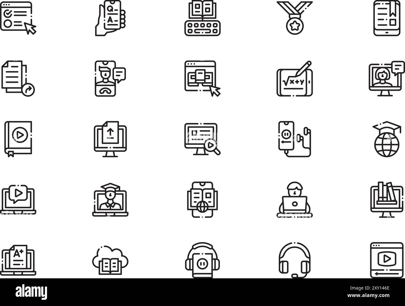 Collection d'icônes d'apprentissage en ligne est une illustration vectorielle avec trait modifiable. Illustration de Vecteur