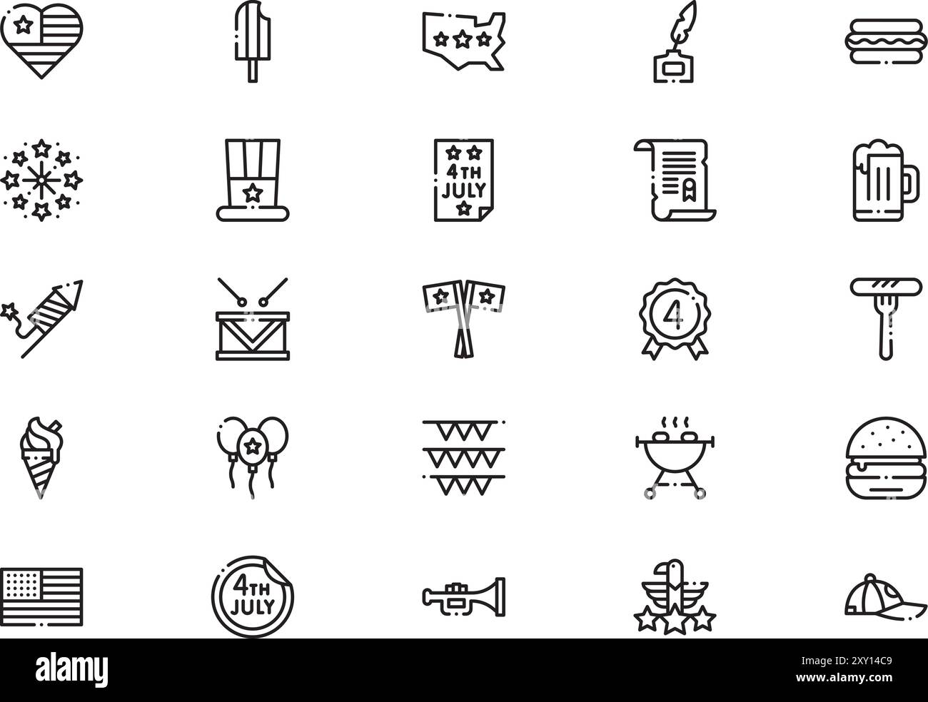 La collection d'icônes du jour de l'indépendance de juillet est une illustration vectorielle avec trait modifiable. Illustration de Vecteur La collection d'icônes du jour de l'indépendance de juillet est une illustration vectorielle avec trait modifiable. Illustration de Vecteur