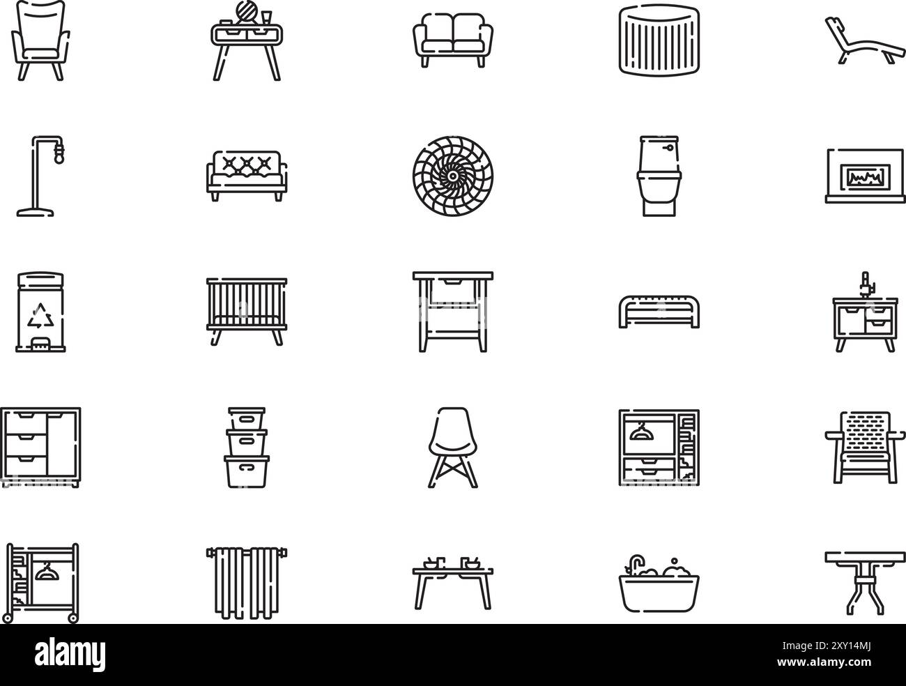 Collection de pack d'icônes de meubles est une illustration vectorielle avec trait modifiable. Illustration de Vecteur