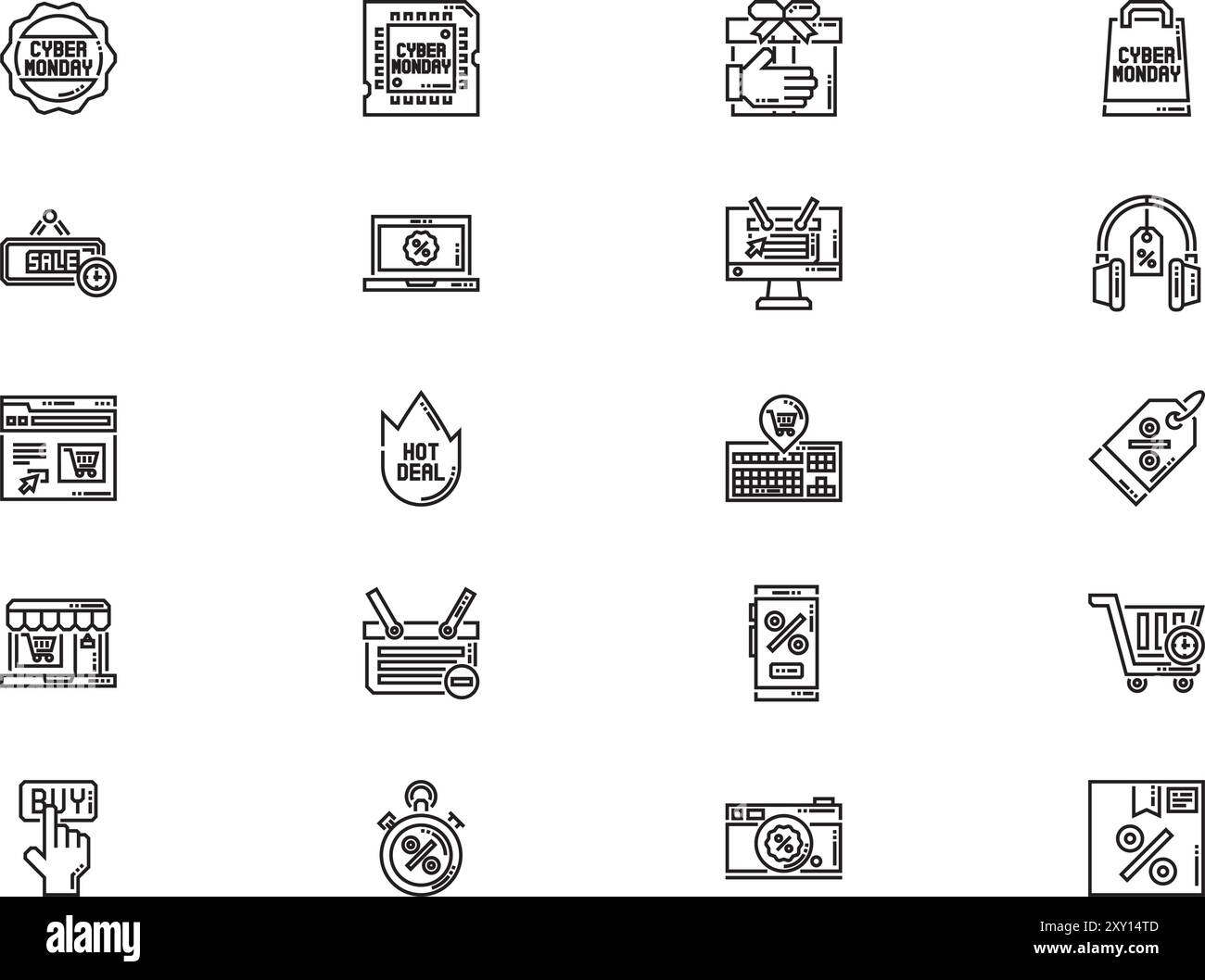 Cyber monday ICONS collection est une illustration vectorielle avec trait modifiable. Illustration de Vecteur