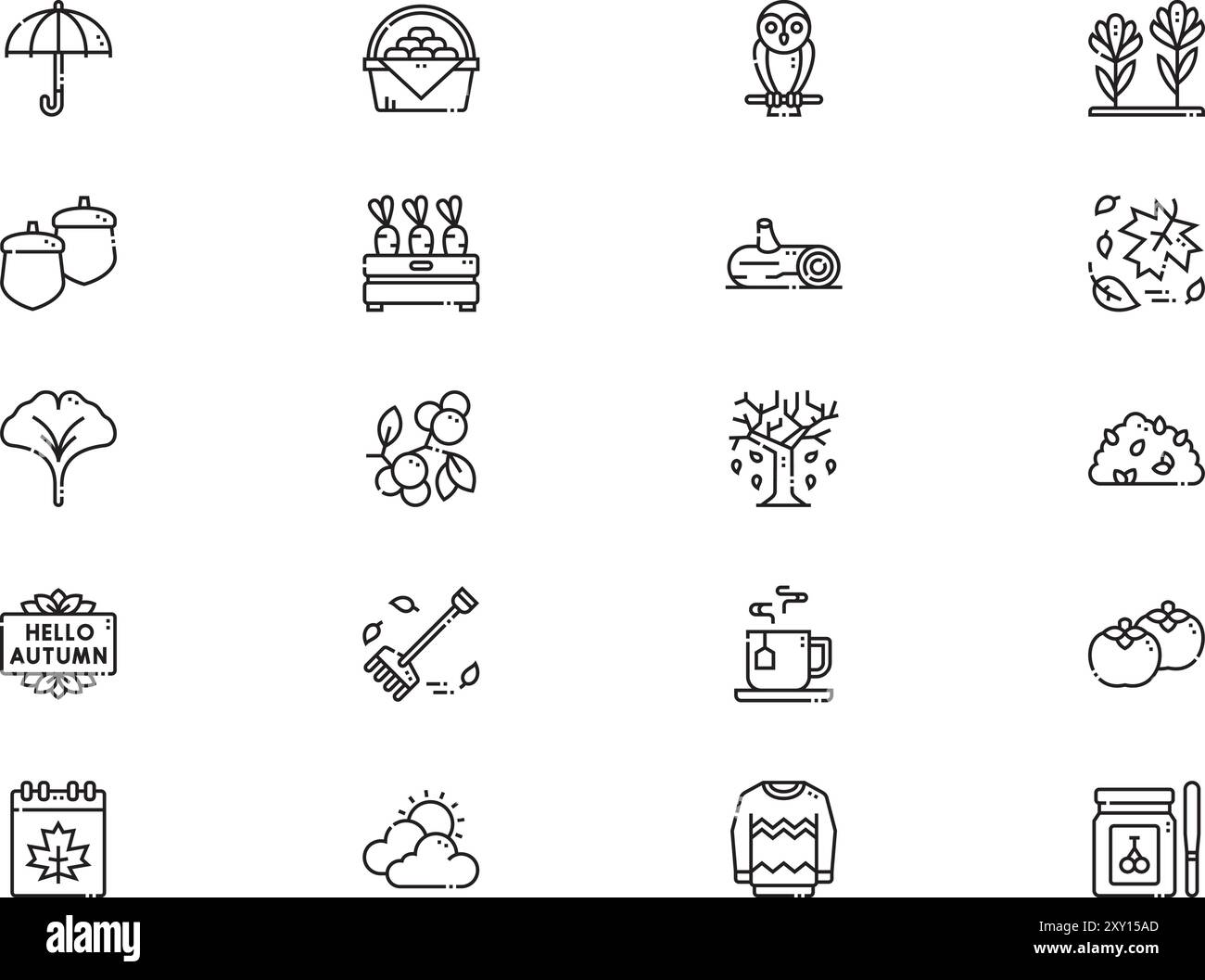 Collection d'icônes d'automne est une illustration vectorielle avec trait modifiable. Illustration de Vecteur