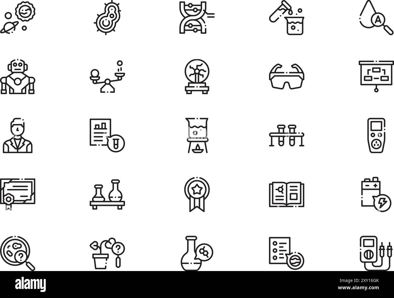 Science Fair Icons collection est une illustration vectorielle avec un trait modifiable. Illustration de Vecteur