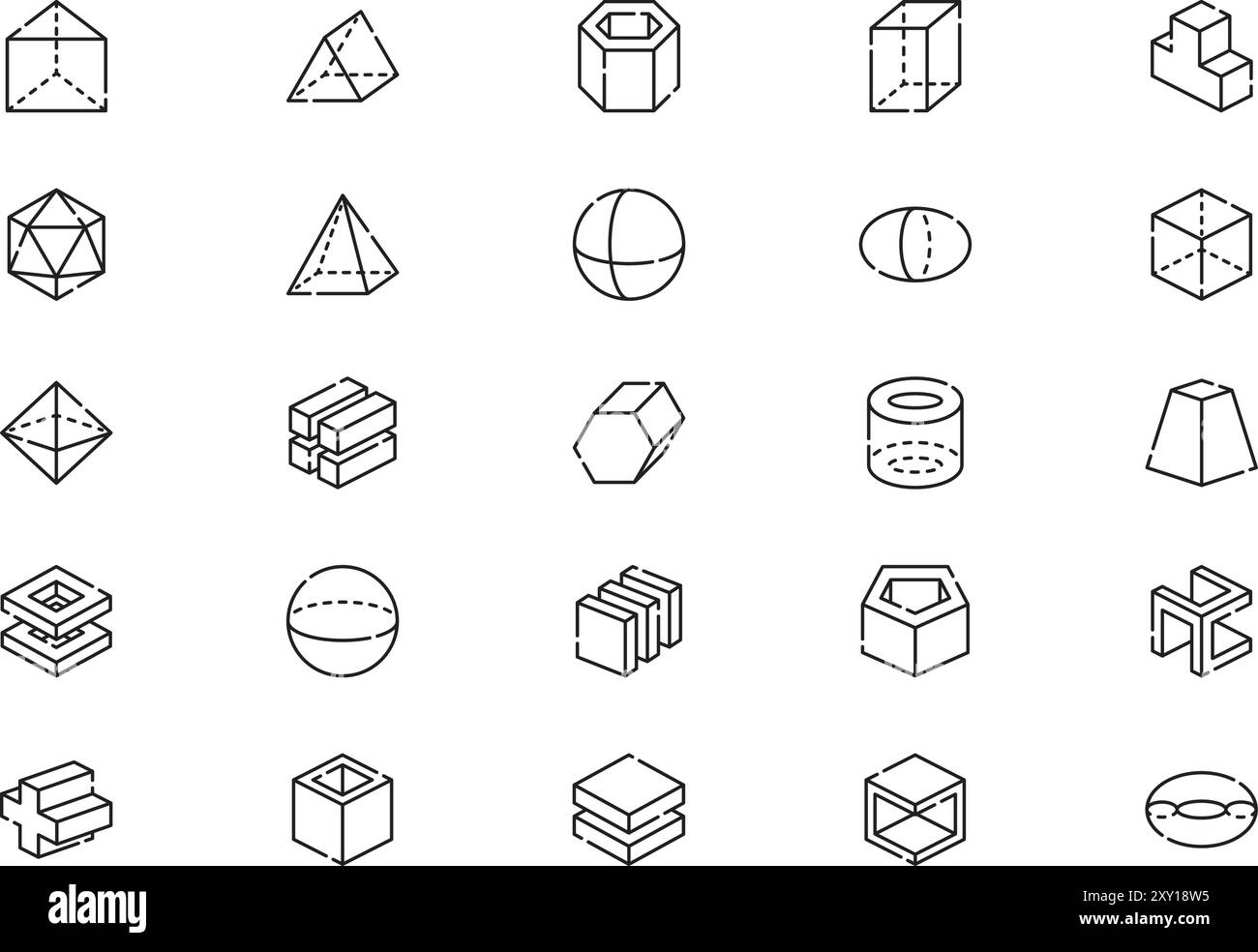 D formes collection d'icônes est une illustration vectorielle avec trait modifiable. Illustration de Vecteur