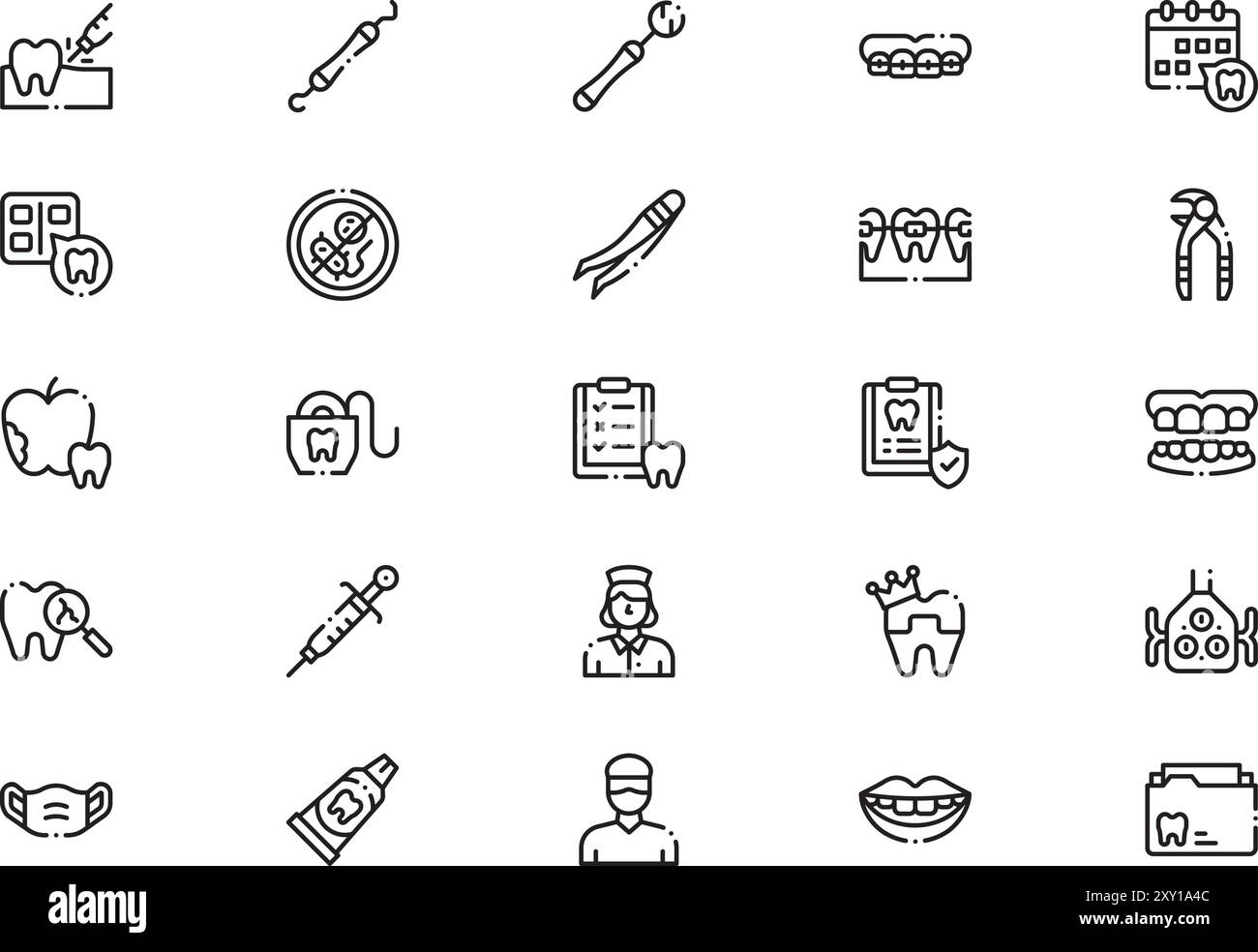Collection d'icônes dentistes est une illustration vectorielle avec trait modifiable. Illustration de Vecteur