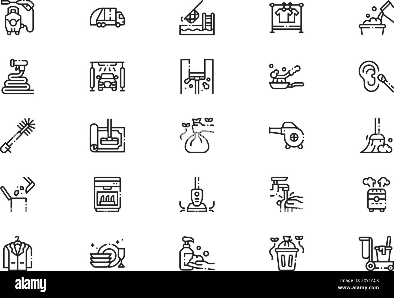 Collection d'icônes de nettoyage est une illustration vectorielle avec trait modifiable. Illustration de Vecteur