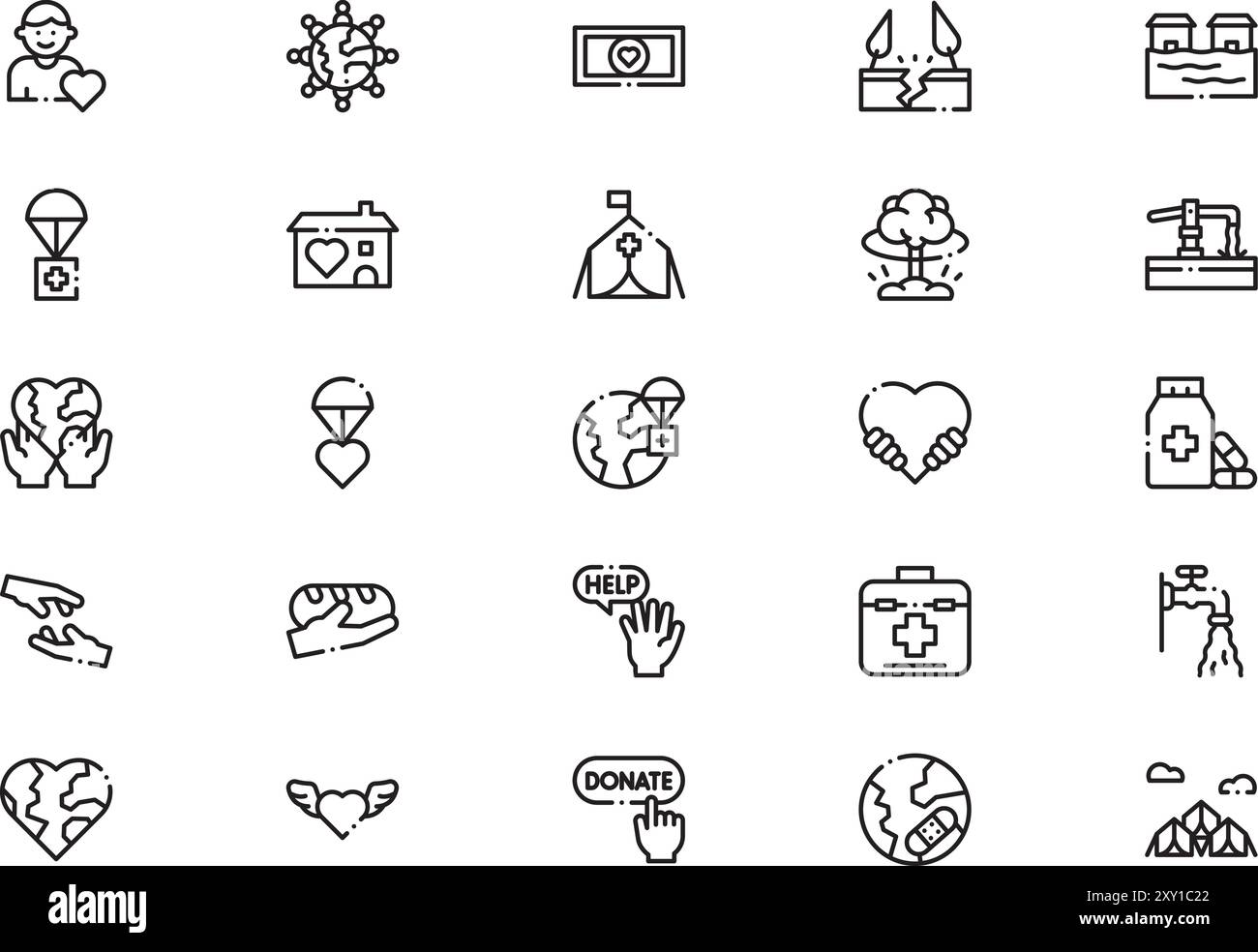La collection d'icônes de la journée humanitaire mondiale est une illustration vectorielle avec trait modifiable. Illustration de Vecteur