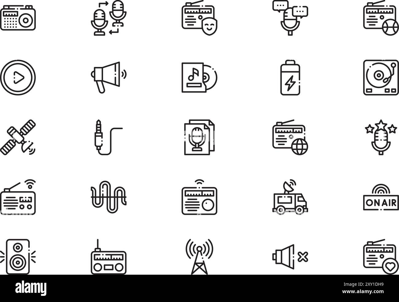 Collection d'icônes radio est une illustration vectorielle avec trait modifiable. Illustration de Vecteur