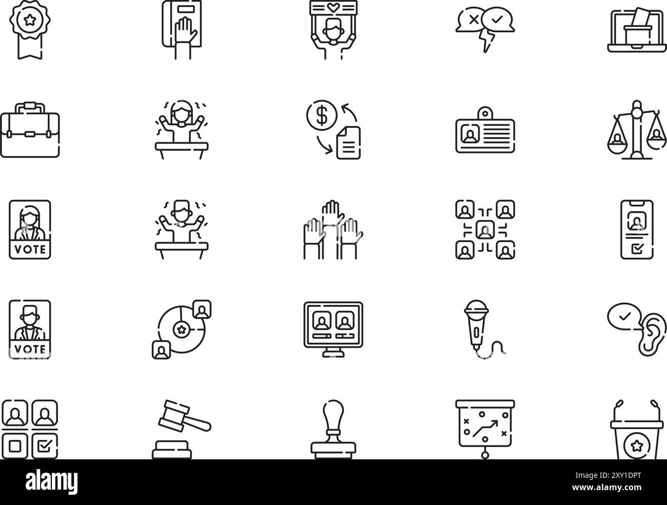 La collection d'icônes de politique est une illustration vectorielle avec un trait modifiable. Illustration de Vecteur