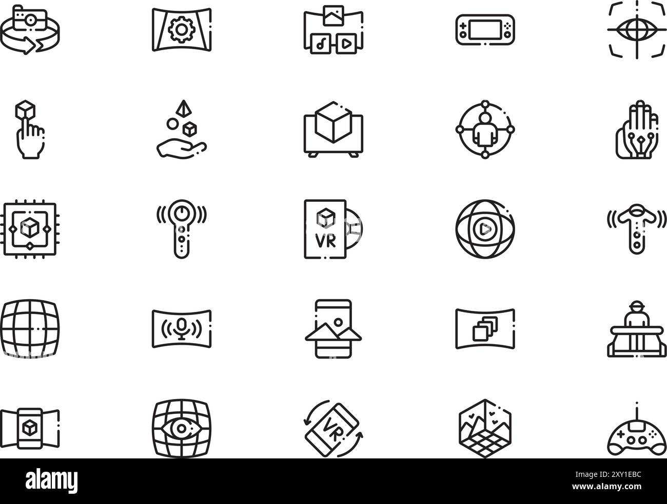 Collection d'icônes de réalité virtuelle est une illustration vectorielle avec trait modifiable. Illustration de Vecteur