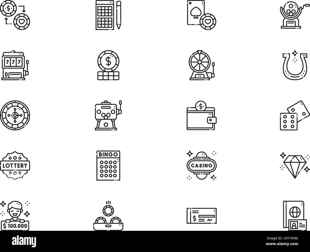 La collection d'icônes de loterie est une illustration vectorielle avec un trait modifiable. Illustration de Vecteur