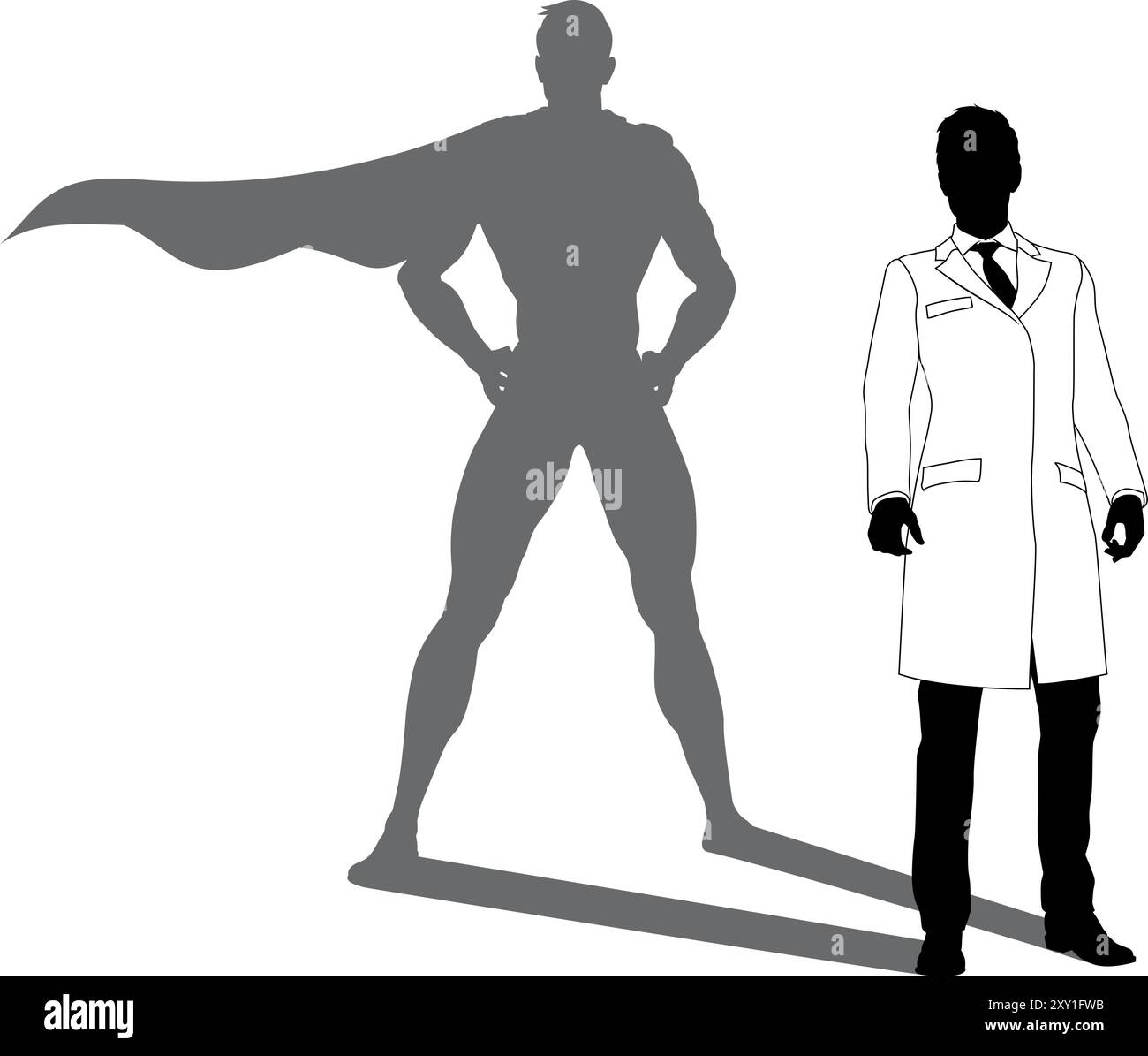 Super-héros Biologiste Super Hero Shadow Silhouette Illustration de Vecteur
