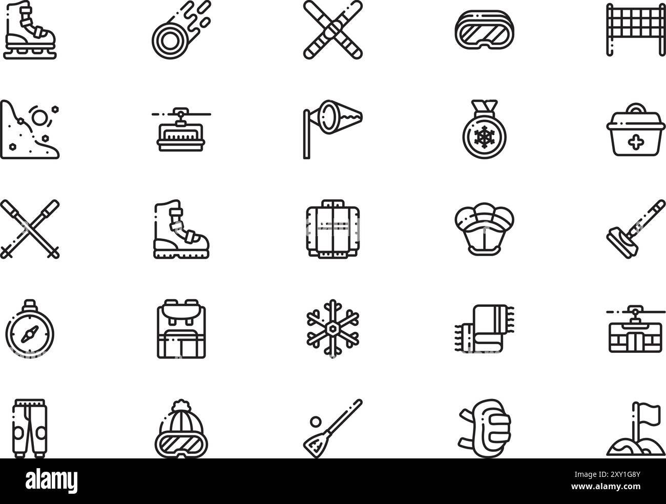 Collection d'icônes de sports d'hiver est une illustration vectorielle avec trait modifiable. Illustration de Vecteur