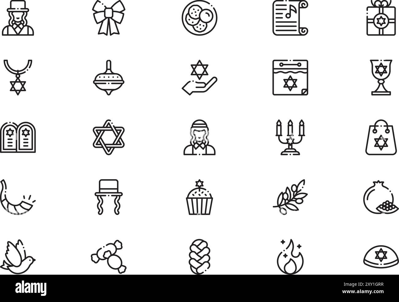 Hanukkah Icons collection est une illustration vectorielle avec trait modifiable. Illustration de Vecteur