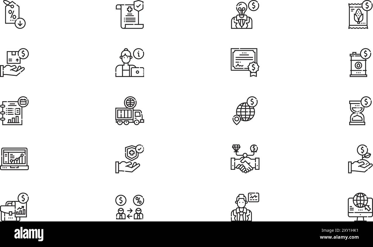 La collection d'icônes de courtier est une illustration vectorielle avec un trait modifiable. Illustration de Vecteur