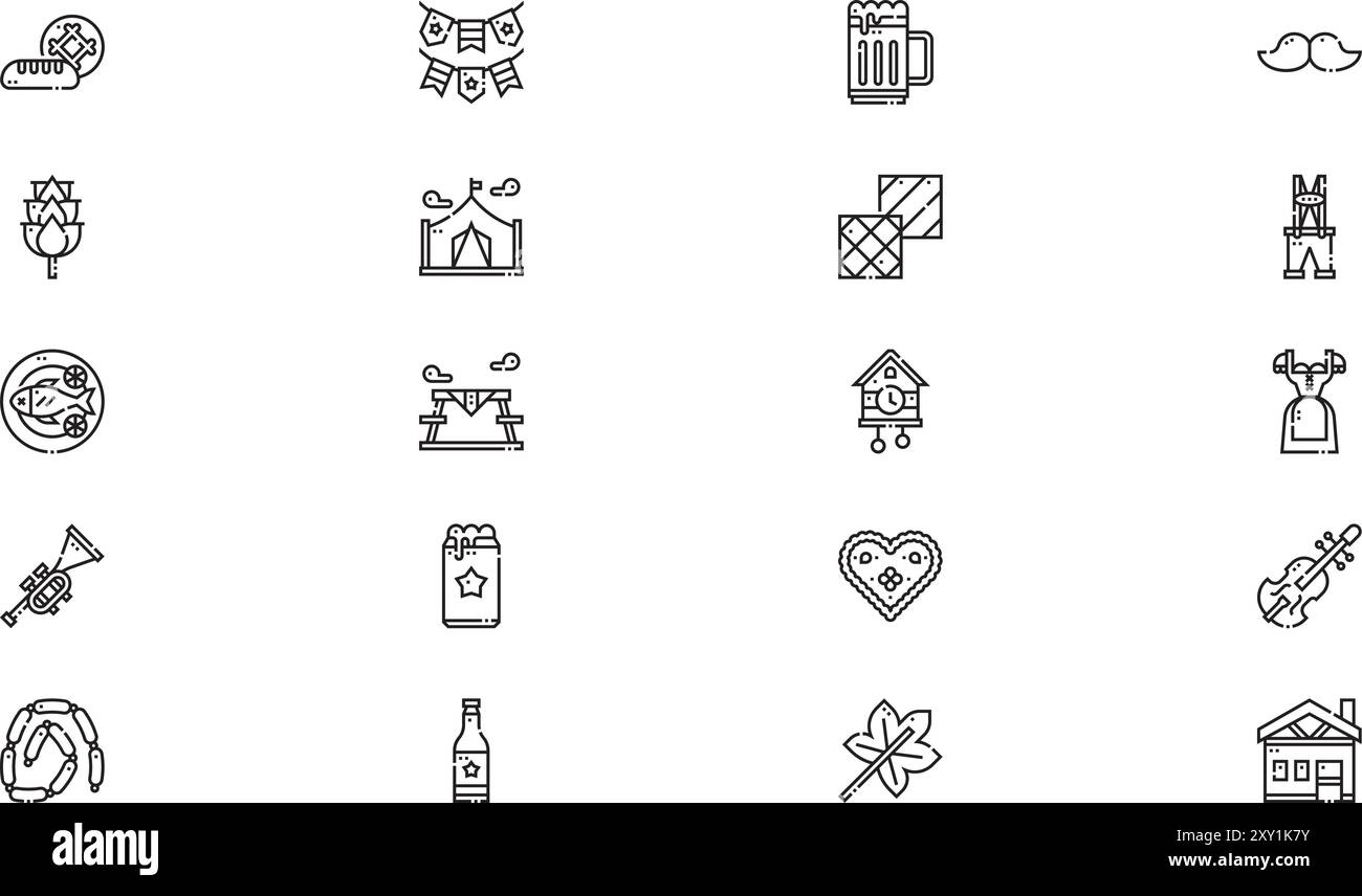 Oktoberfest ICONS collection est une illustration vectorielle avec trait modifiable. Illustration de Vecteur