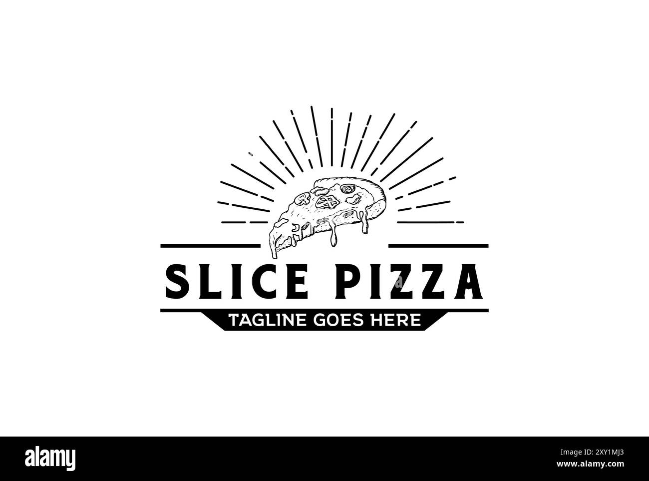 Pizza Slice pour Vintage rustique rétro Vintage Pizzeria Restaurant Bar Bistro logo Illustration de Vecteur