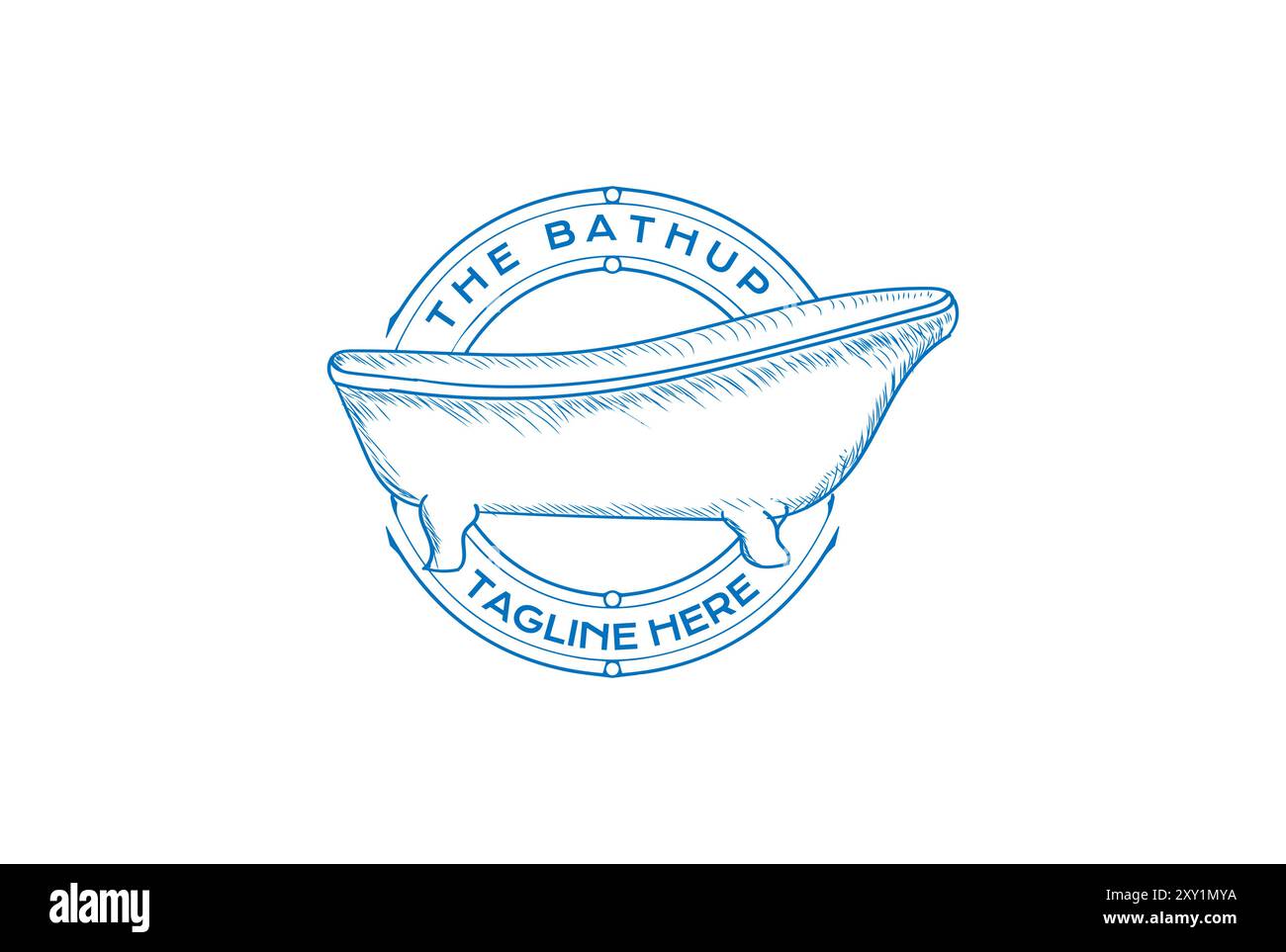 Rétro Vintage Luxury baignoire badge Emblem Label Stamp logo Design vecteur Illustration de Vecteur