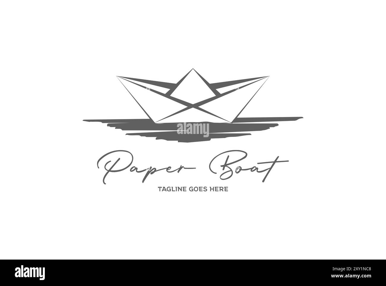 Vecteur de conception de logo de bateau en papier flottant rétro Vintage Illustration de Vecteur