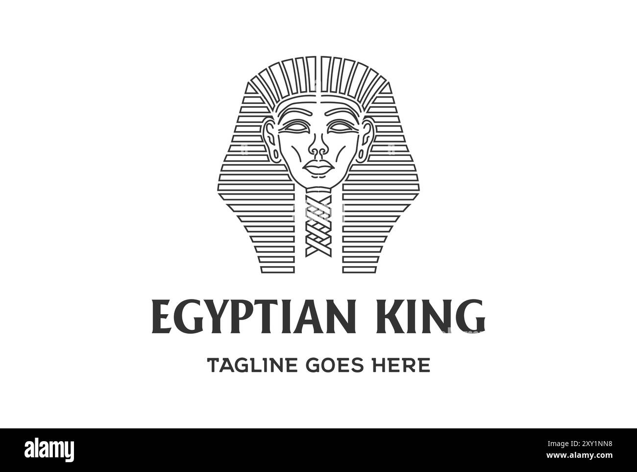 Line Art égyptien King Firaun Ramses Pharaon Head logo Design vecteur Illustration de Vecteur