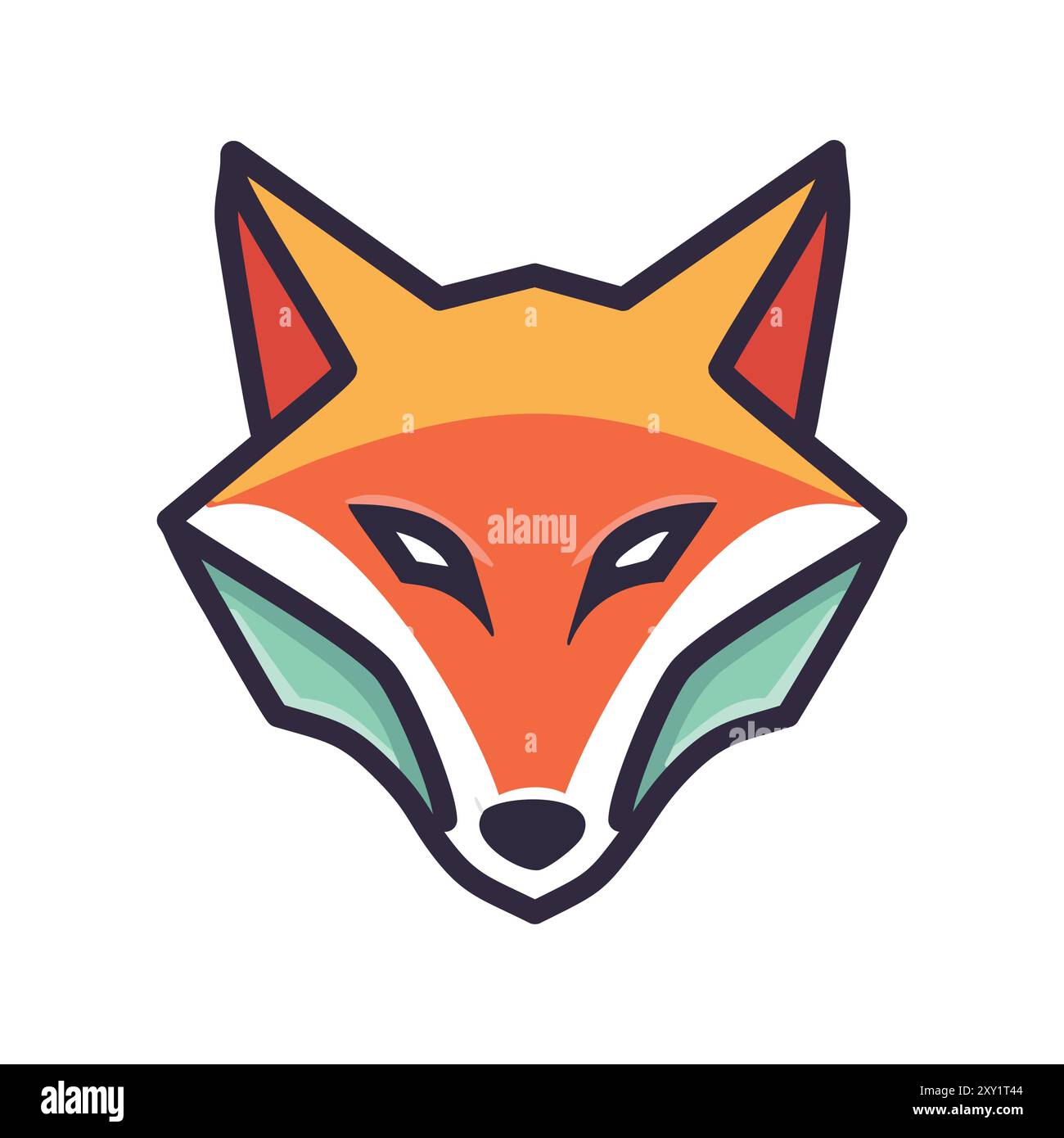Logo tête de renard géométrique. Audacieuse et moderne, cette tête de renard géométrique transmet la sérénité et l'intelligence. Les couleurs vives et les lignes nettes ma Illustration de Vecteur