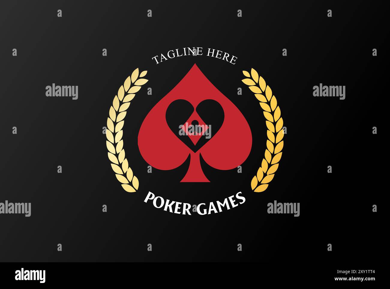 Simple Spade Ace avec Laurel Leaf pour Game Poker Casino logo Design Vector Illustration de Vecteur