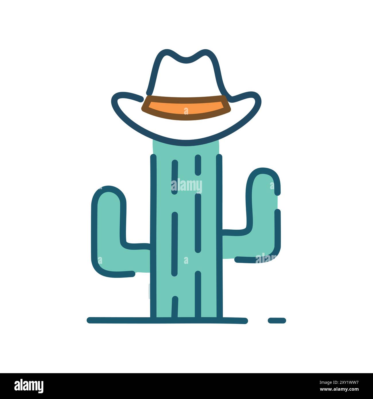 Cactus portant un chapeau de cow-boy. Un cactus de dessin animé porte un chapeau de cow-boy, symbolisant la résilience et la force du désert. Il fait allusion à l'imprévu Illustration de Vecteur Cactus portant un chapeau de cow-boy. Un cactus de dessin animé porte un chapeau de cow-boy, symbolisant la résilience et la force du désert. Il fait allusion à l'imprévu Illustration de Vecteur