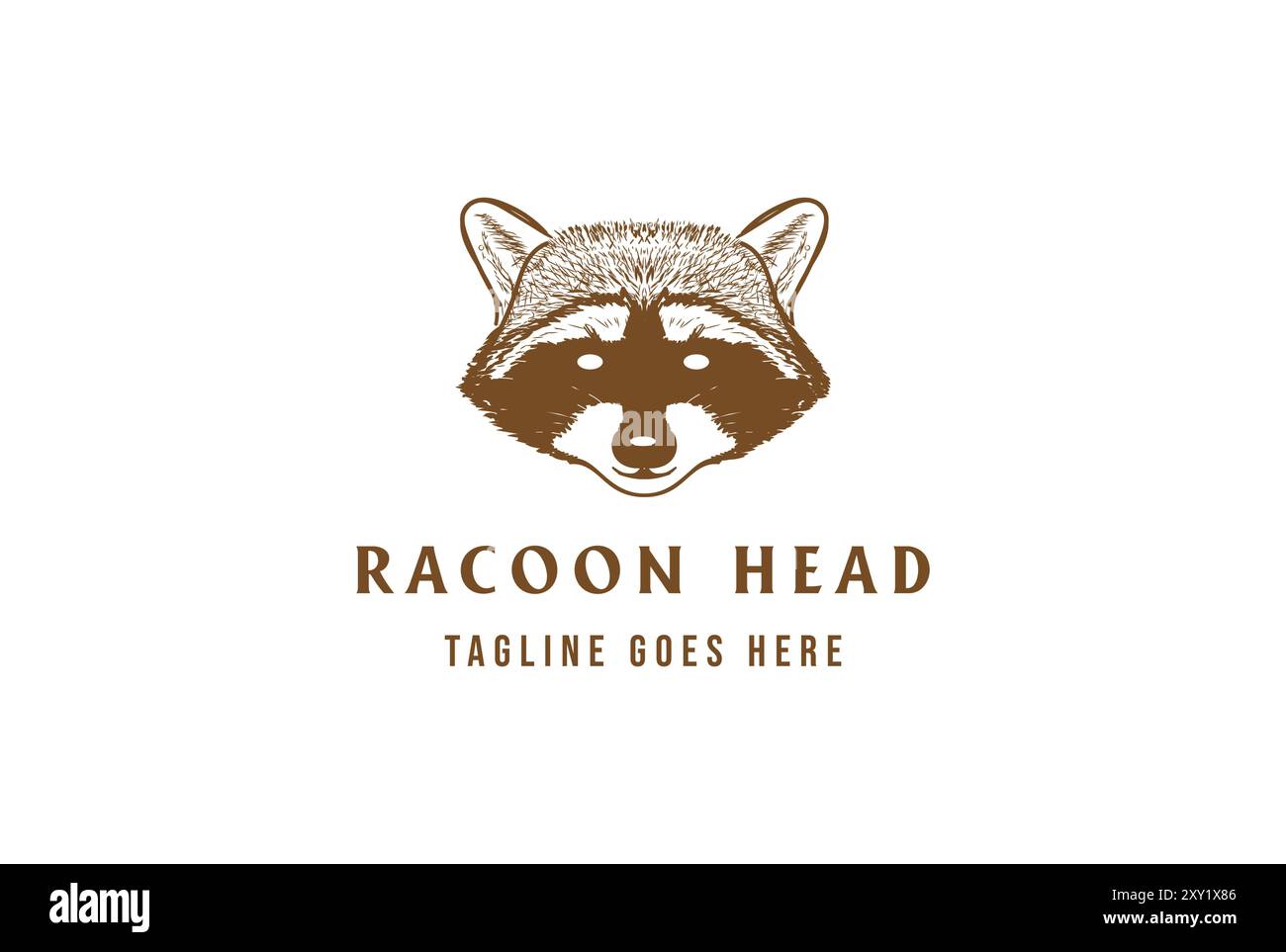 Vintage rétro dessiné à la main animal Raccoon tête visage logo vecteur de conception Illustration de Vecteur