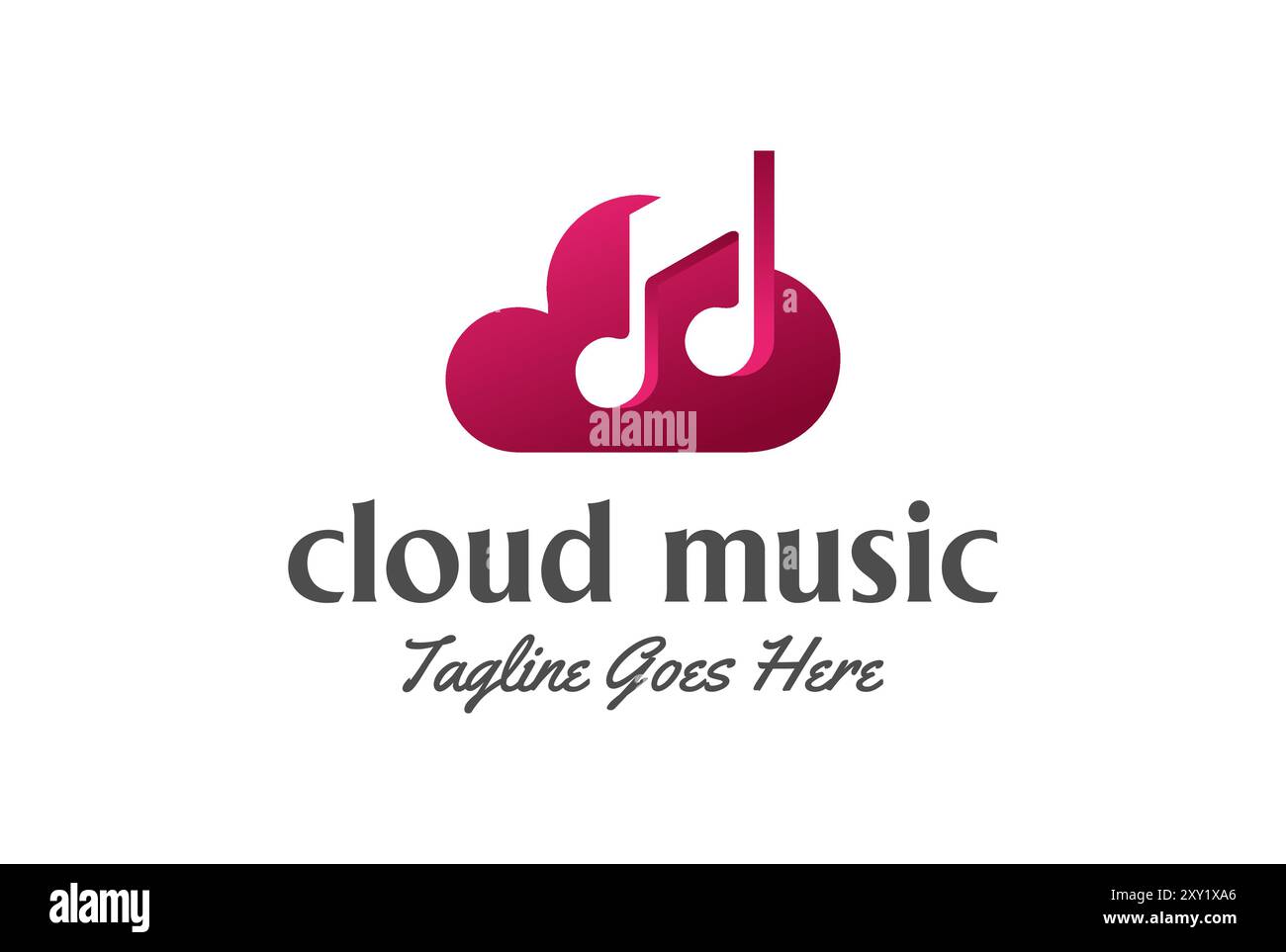 Notes de musique Modern Cloud pour la conception de logo de stockage de chanson Illustration de Vecteur