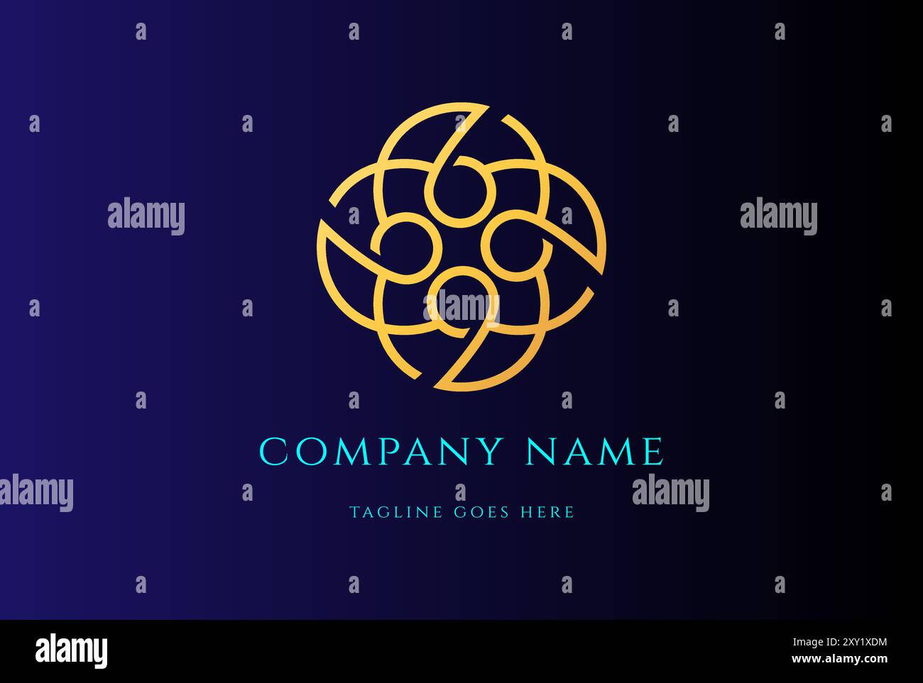 Élégant vecteur de conception de logo de ligne de monogramme de luxe Golden Flower Illustration de Vecteur