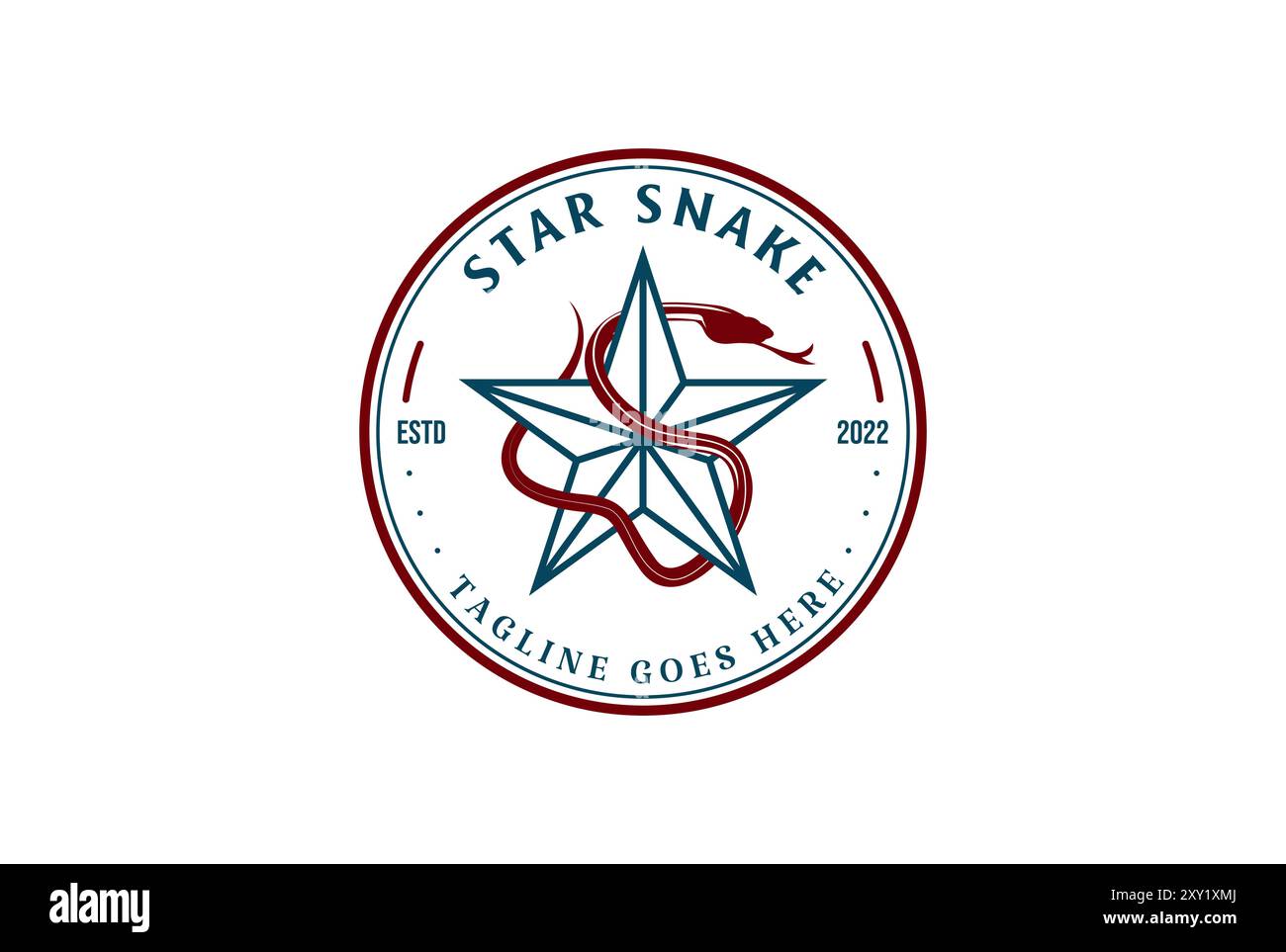 Rétro Vintage Star Snake badge Emblem Label logo Design Vector Illustration de Vecteur