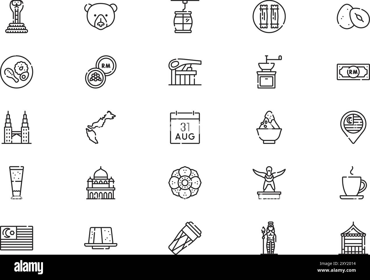 Malaysia Icons collection est une illustration vectorielle avec trait modifiable. Illustration de Vecteur