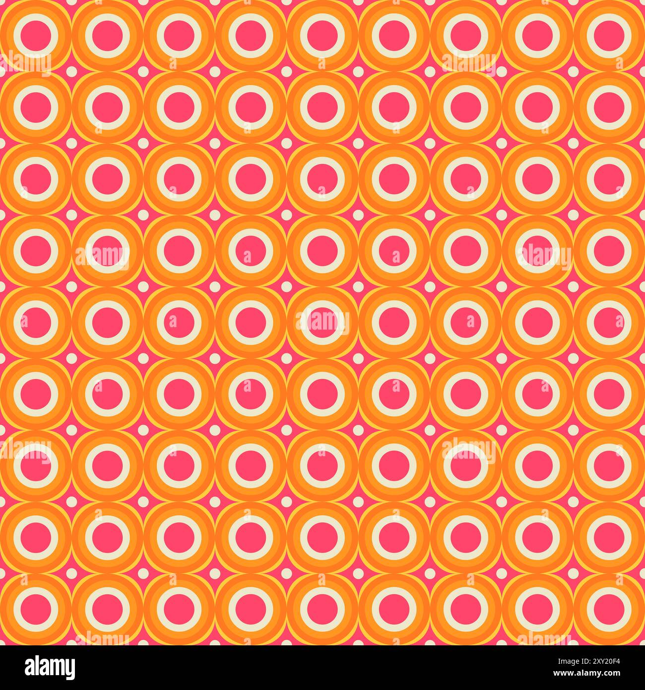 Style rétro Funky Mid Century Rose et Orange motif Banque D'Images