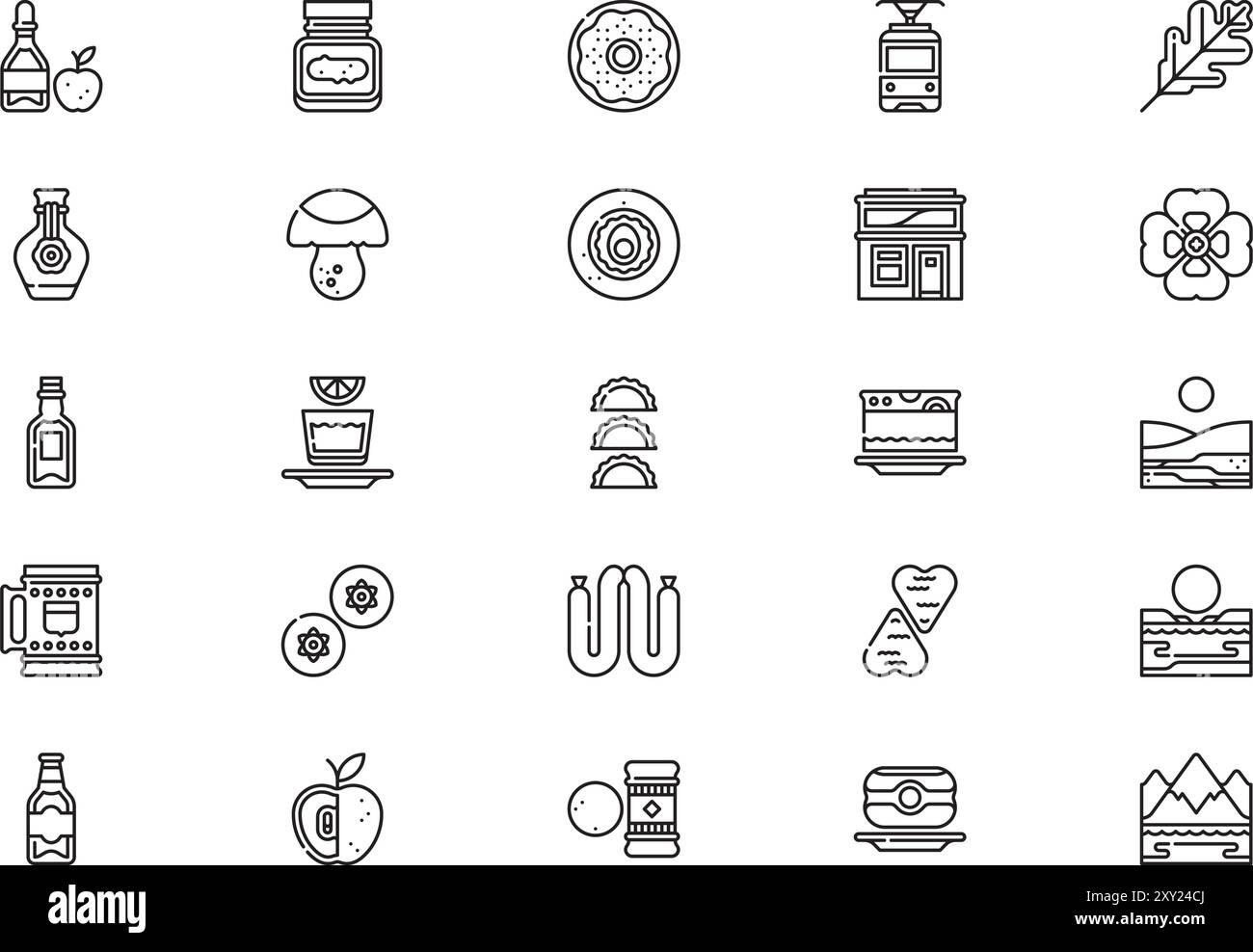 Pologne Icons collection est une illustration vectorielle avec trait modifiable. Illustration de Vecteur