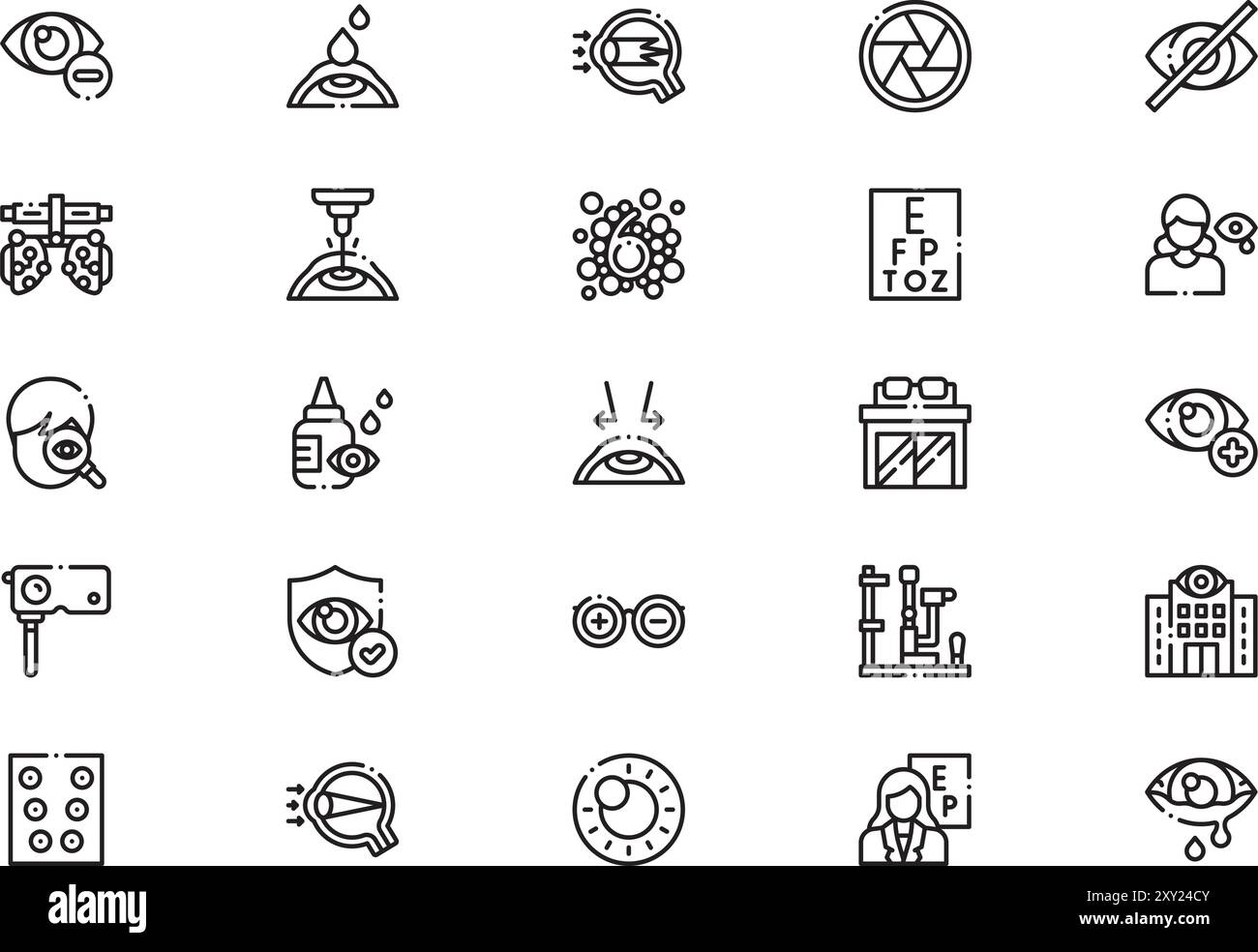 La collection d'icônes optométristes est une illustration vectorielle avec un trait modifiable. Illustration de Vecteur