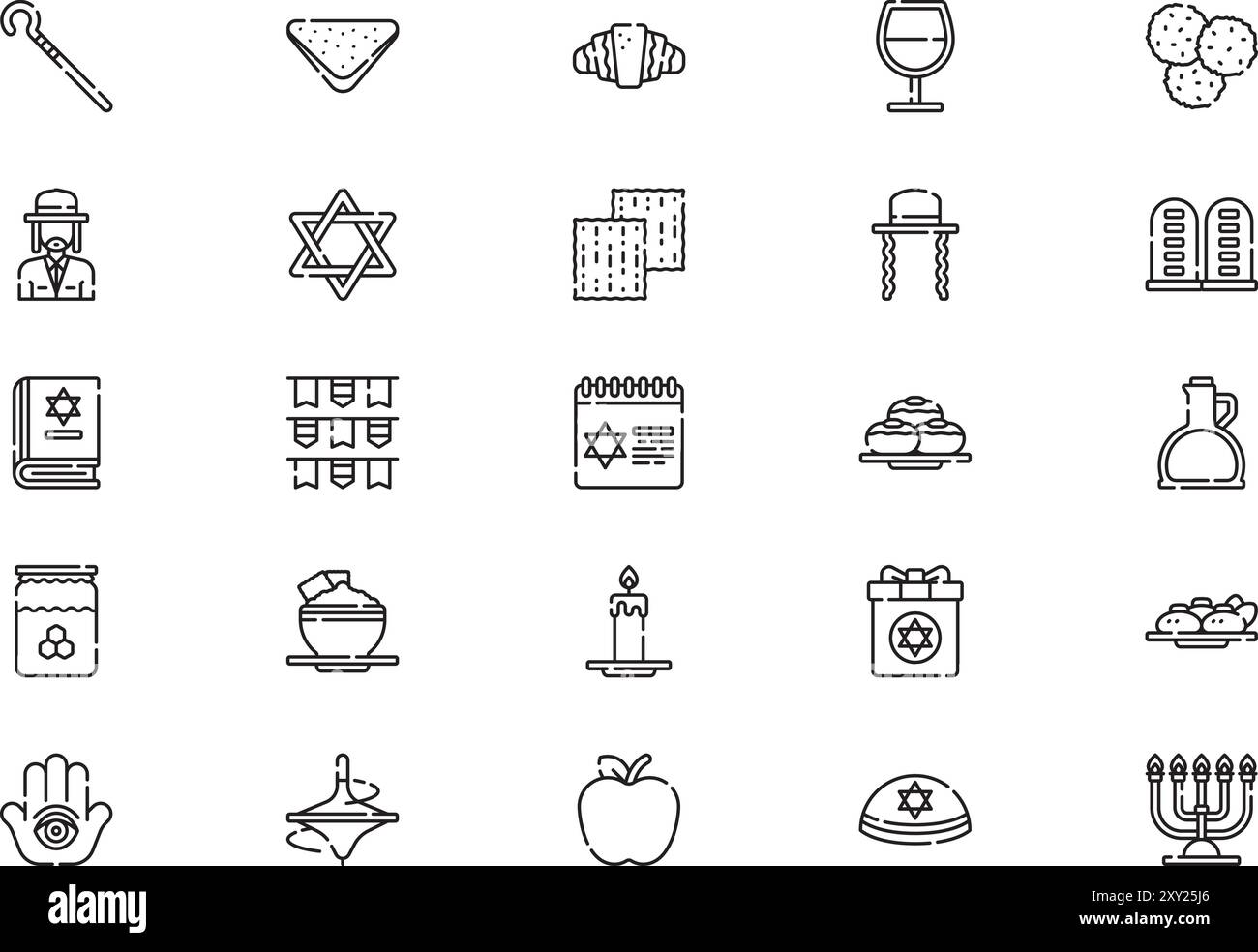 Hanukkah Icons collection est une illustration vectorielle avec trait modifiable. Illustration de Vecteur