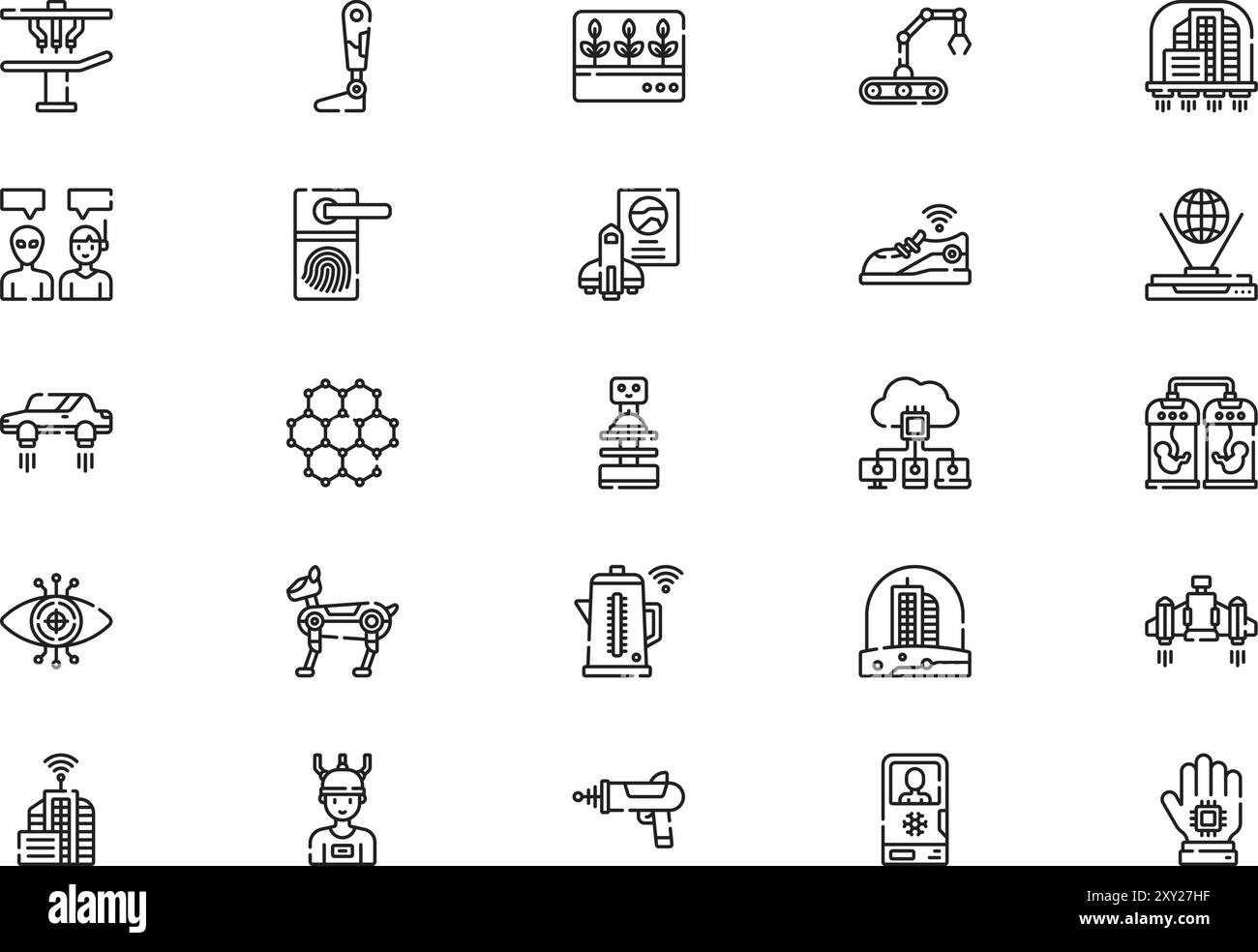 La technologie de la collection d'icônes futures est une illustration vectorielle avec trait modifiable. Illustration de Vecteur