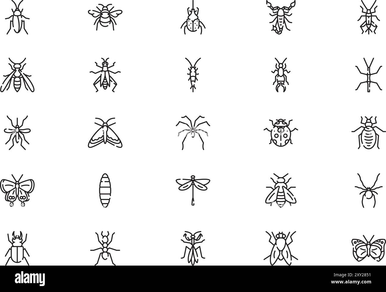 La collection de pack d'icônes d'insectes est une illustration vectorielle avec un trait modifiable. Illustration de Vecteur