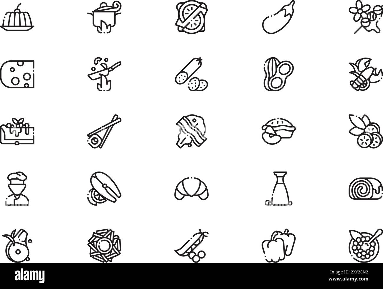 La collection d'icônes de gastronomie est une illustration vectorielle avec trait modifiable. Illustration de Vecteur