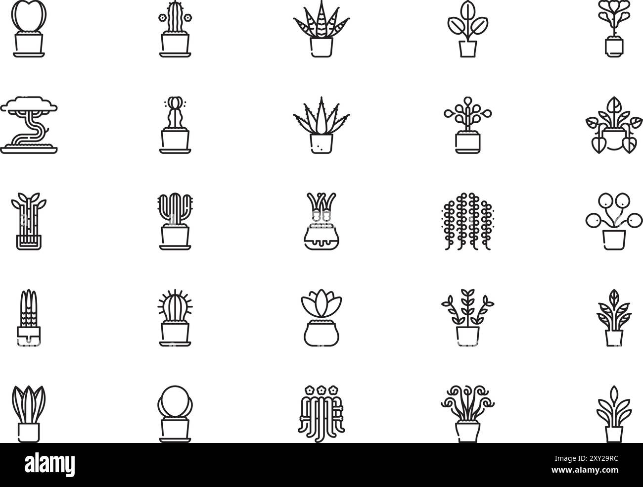 La collection d'icônes de plantes d'intérieur est une illustration vectorielle avec un trait modifiable. Illustration de Vecteur