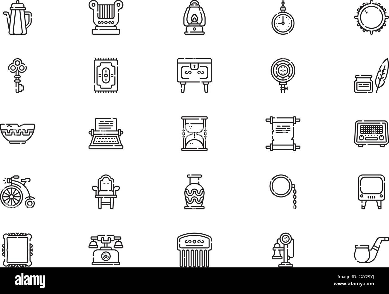 Antiquités ICONS collection est une illustration vectorielle avec trait modifiable. Illustration de Vecteur