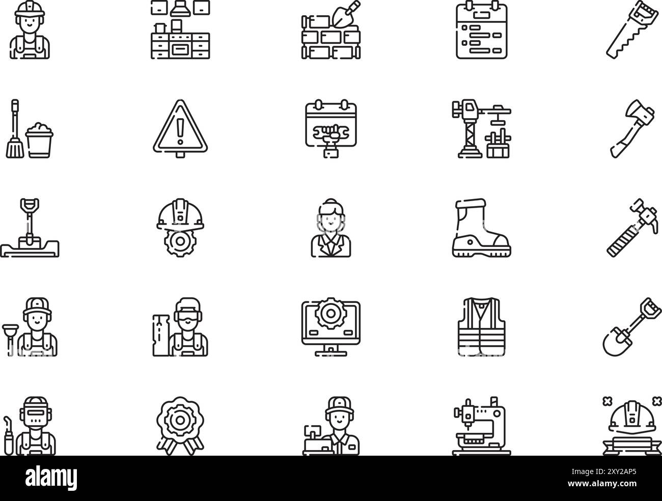 La collection d'icônes de la fête du travail est une illustration vectorielle avec un trait modifiable. Illustration de Vecteur