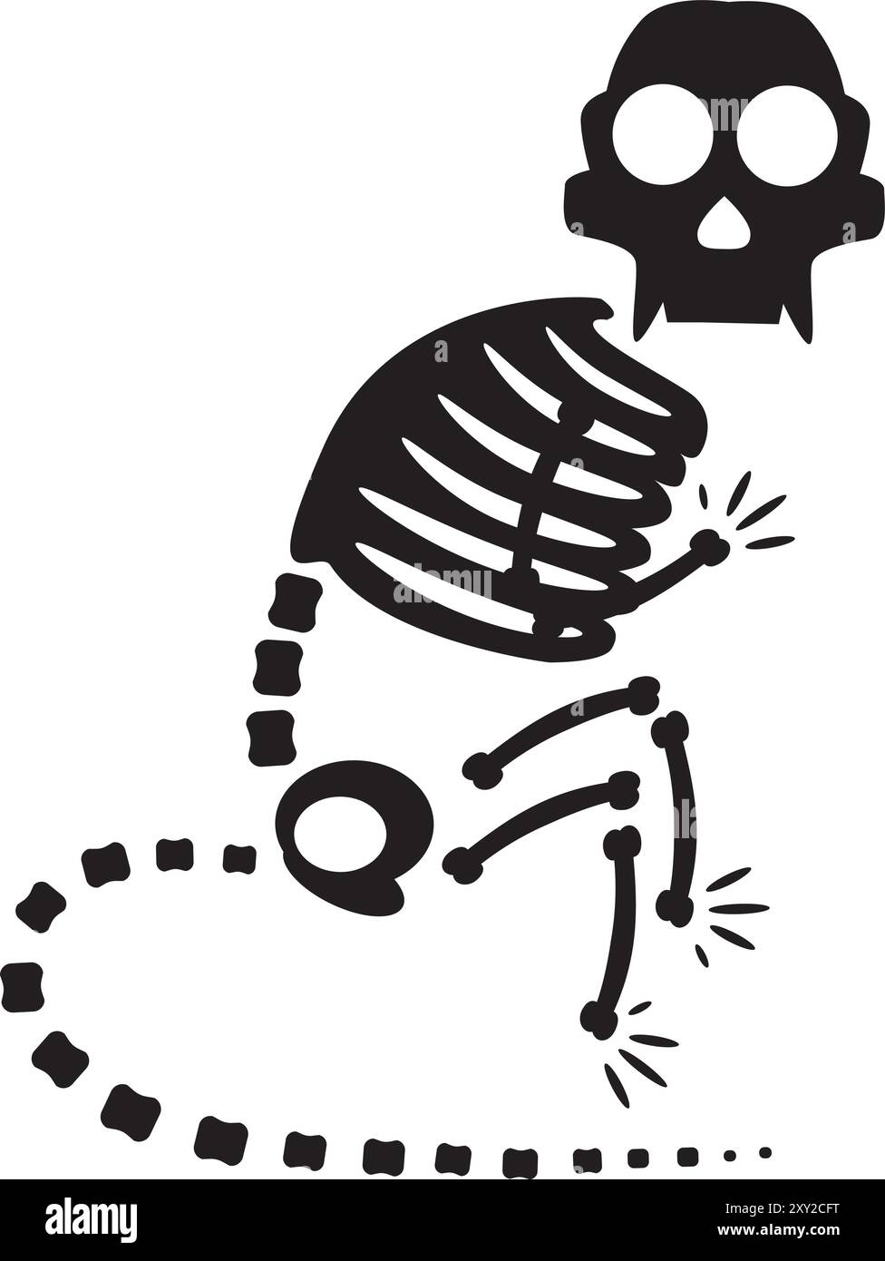 Petite souris d'Halloween décomposée avec des os de squelette séchés, personnage effrayant de conte de fées. Effrayant ancien fossile de petite souris. Simple VE noir et blanc Illustration de Vecteur